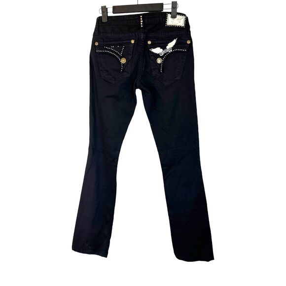 Robin's Jeans SP8369 Long Flap Studded Pockets Black Skinny Jeans Women's 26 - Picture 2 of 8